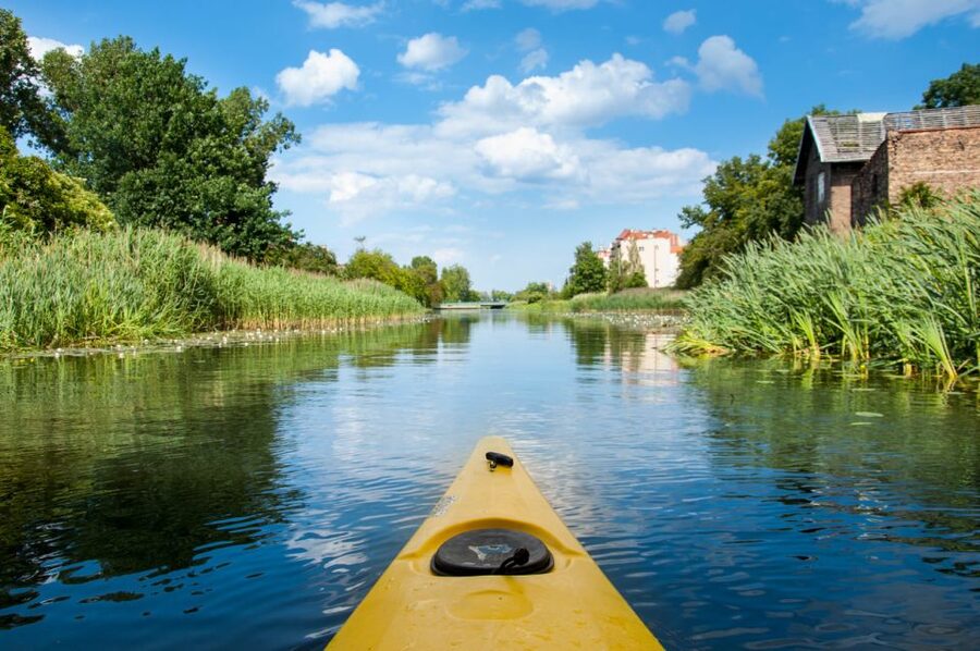 Gdansk: Guided Kayak Tour - Getting Set Up at Around Gdańsk, Red Containers, White Dome Tent
