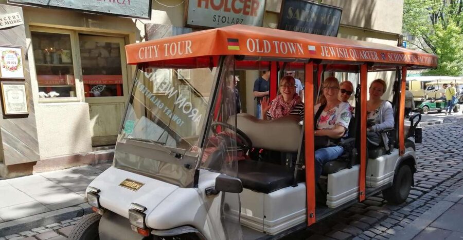 Krakow: Jewish Quarter and Schindler Factory by Golf Car - The guide and audio setup: small group, big difference