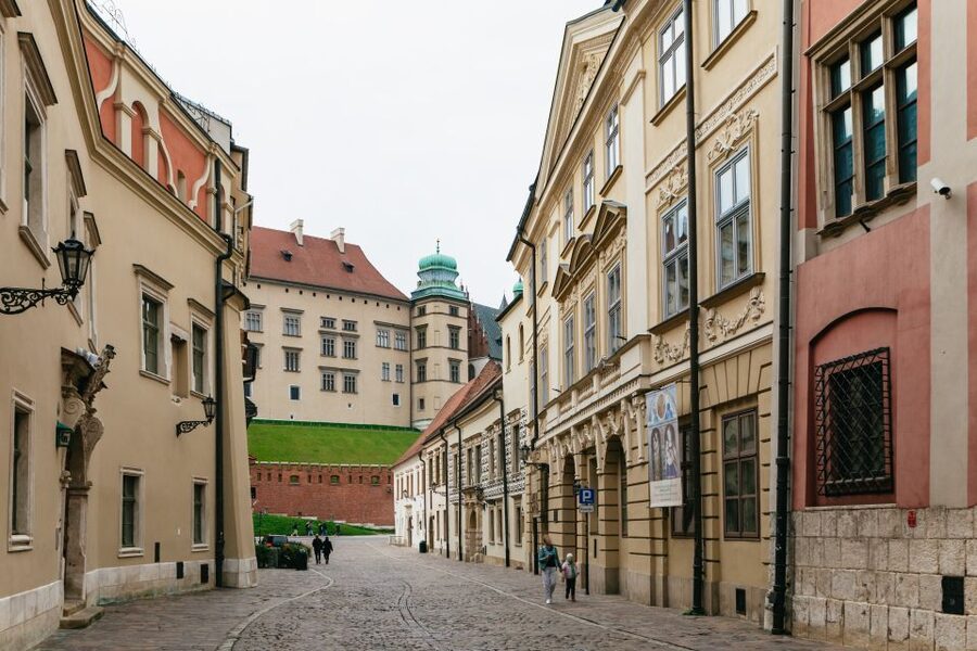 Krakow: Wawel Royal Hill with Optional Castle and Cathedral - Down the gates, past the tower, toward the Wawel Dragon