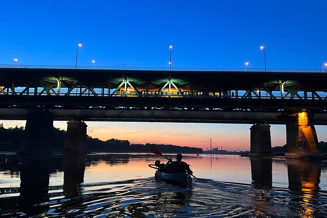 Packrafting / Kayaking Vistula River, Warsaw - Warsaw from the water, with bridges and birds in the same frame