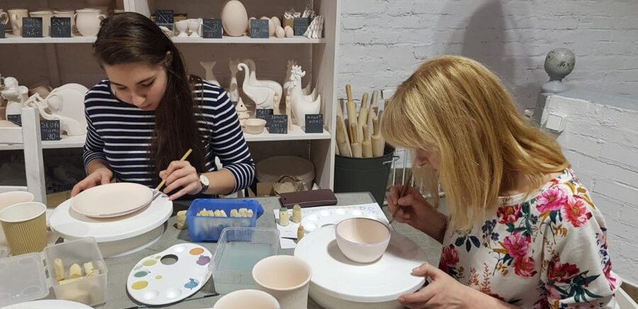 Warsaw: Pottery Decorating Ceramic Workshop - The lesson: stamps, paints, and the “how” behind the look